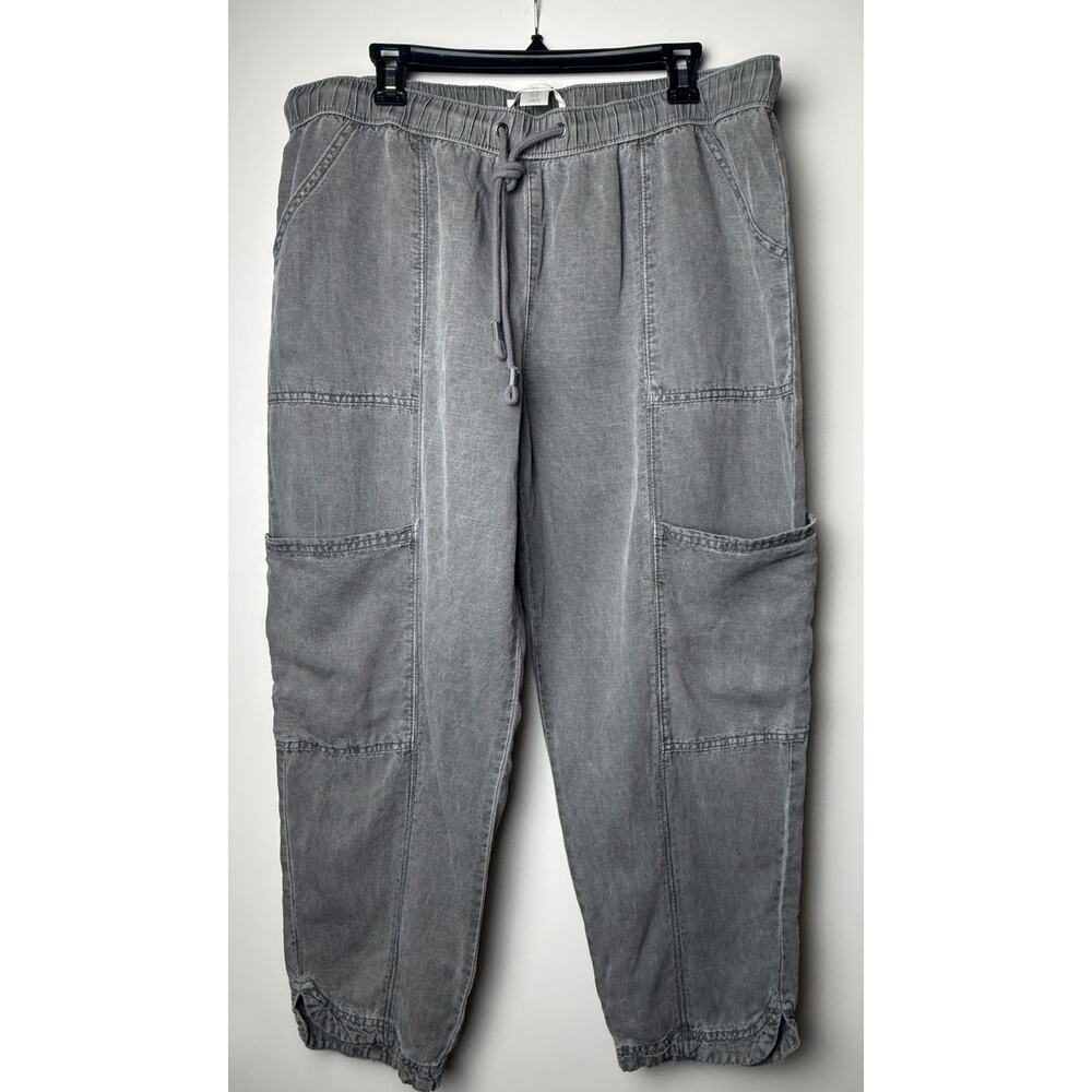 C&C California Women's XL Gray Linen Lyocell Blend Pull-On Utility Jogger Pants